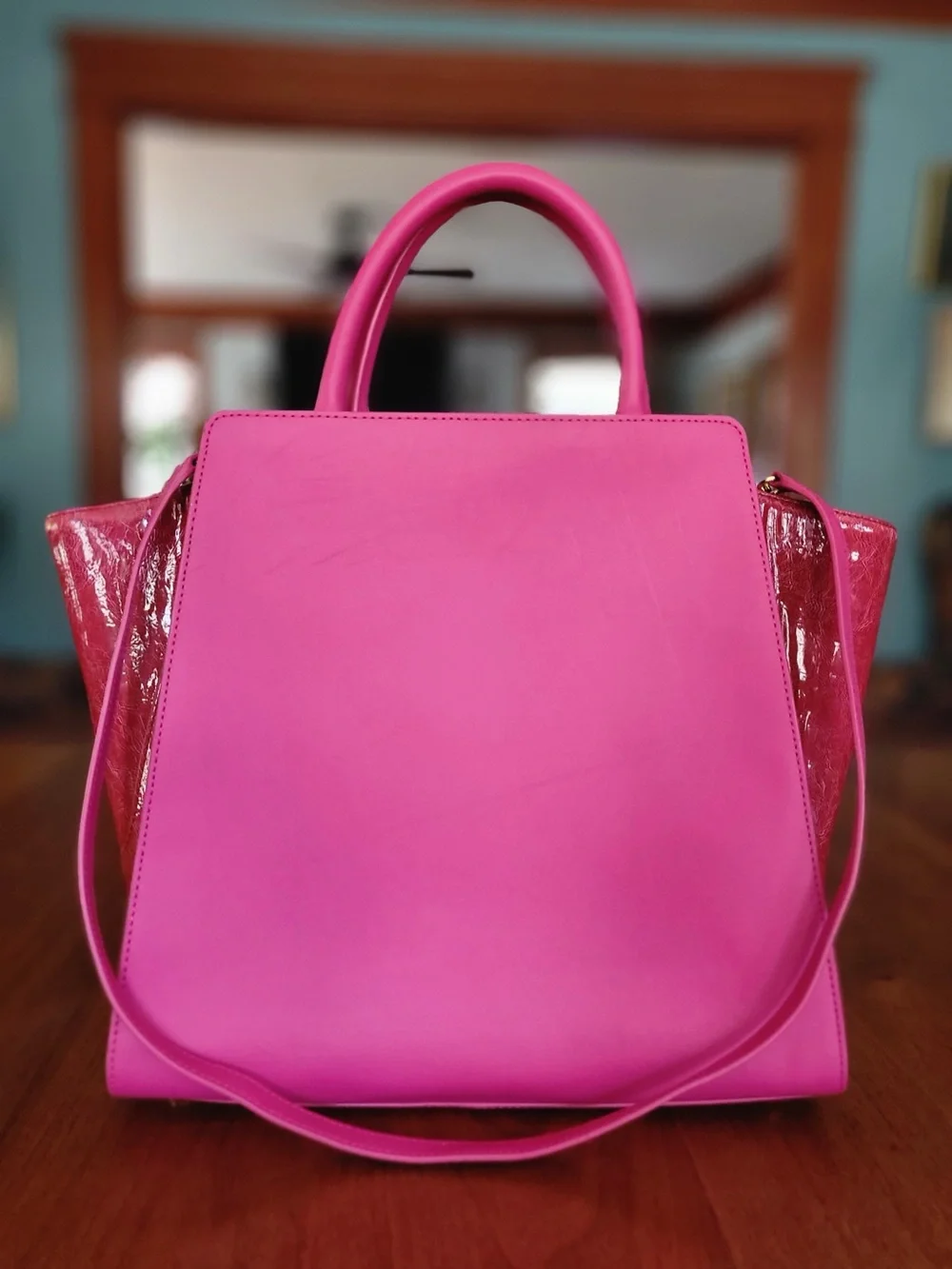 ZAC Zac Posen Large Pink Top Handle Satchel Crossbody Bag